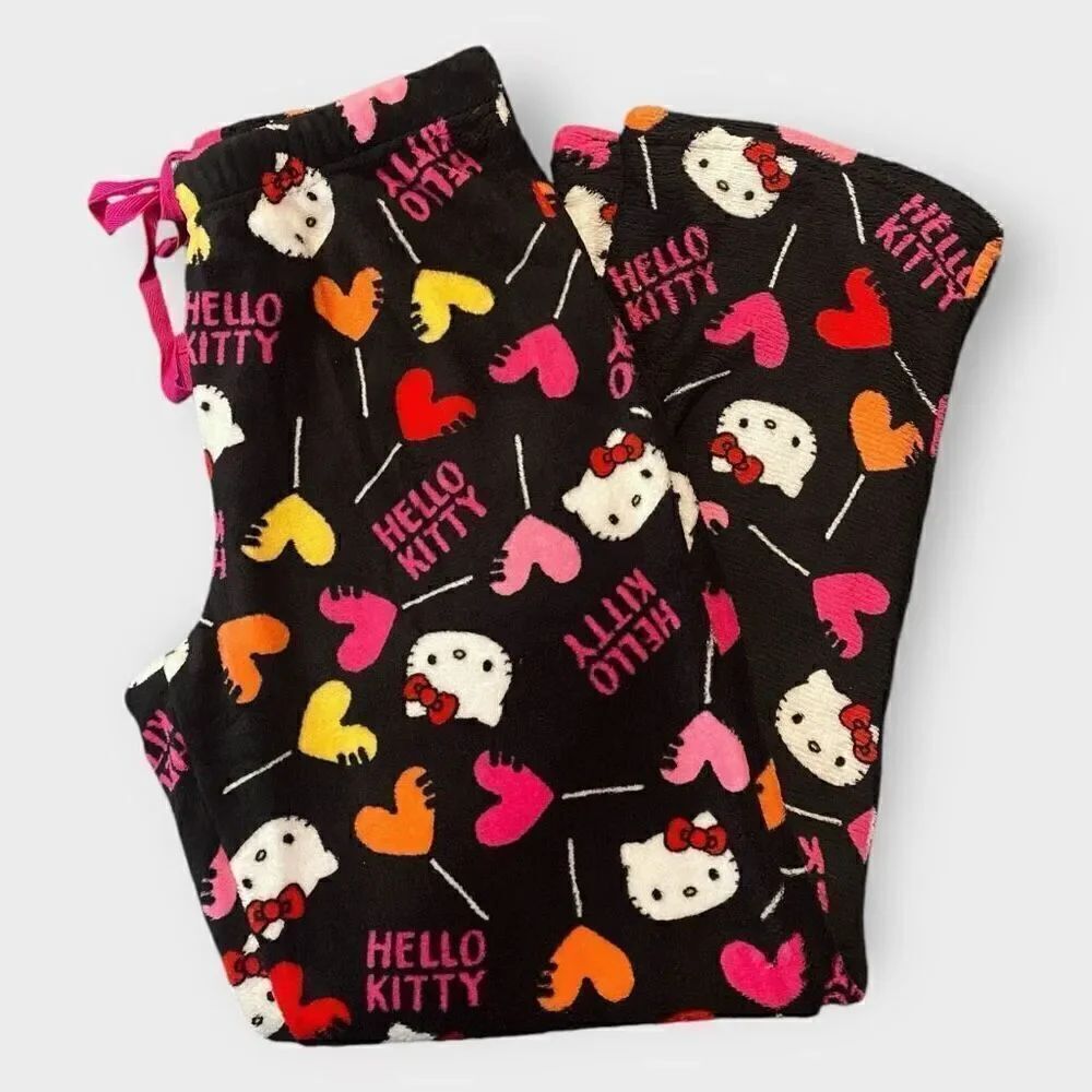 Hello Kitty “Heart Suckers” Fuzzy Soft Touch Pajama Pants Womens size Small